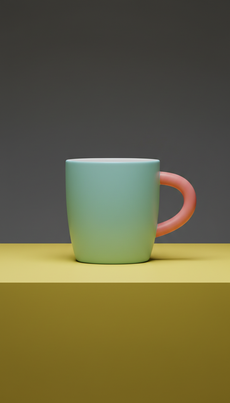 Aqua Pop Handle Ceramic Cup